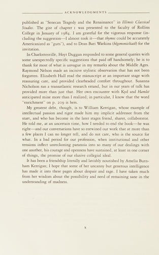 Renaissance tragedy and the Senecan tradition