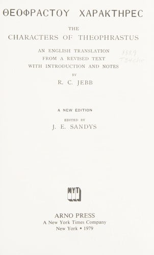 Theophrastou charaktēres =