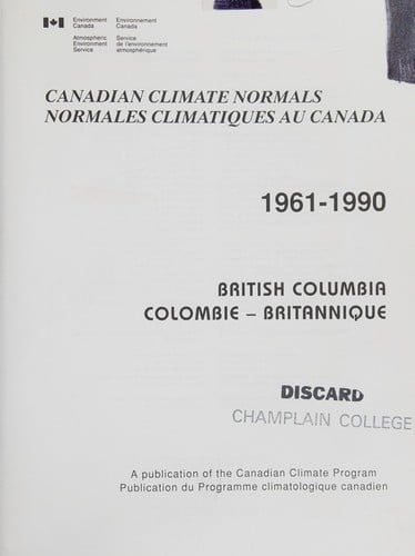 Canadian climate normals, 1961-1990 =