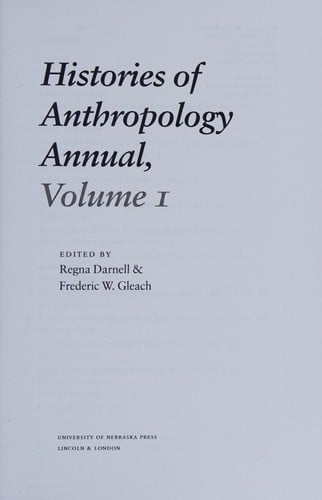 Histories of anthropology annual