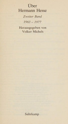 Über Hermann Hesse