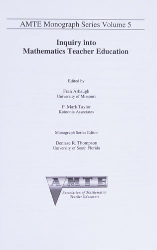 Inquiry into mathematics teacher education