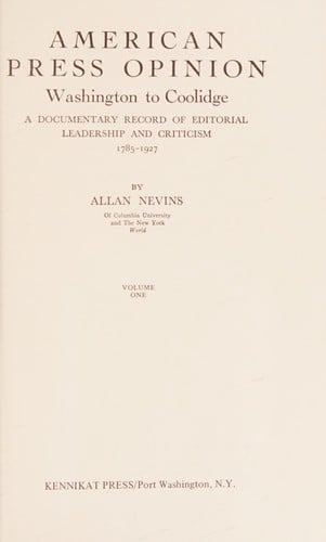 American Press Opinion, Washington to Coolidge