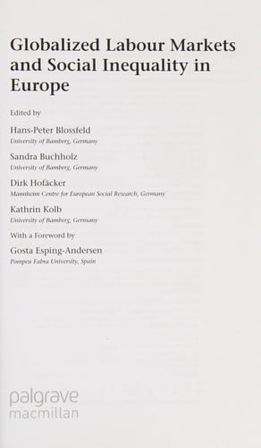 Globalized labour markets and social inequality in Europe