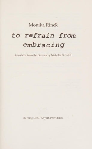 zum fernbleiben der umarmung