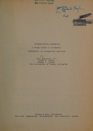 Understanding marketing: A study guide to accompany marketing