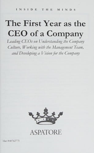 The first year as the CEO of a company