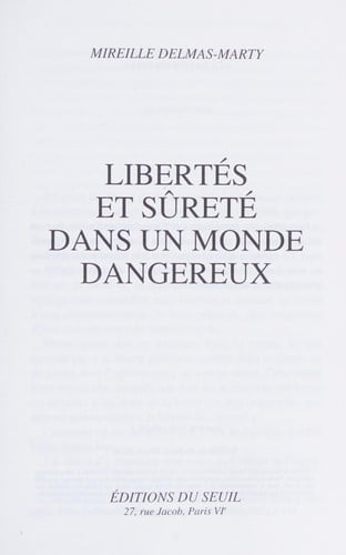 Libertés et sûreté dans un monde dangereux