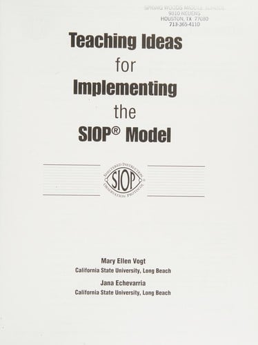 Teaching Ideas for Implementing the SIOP Model
