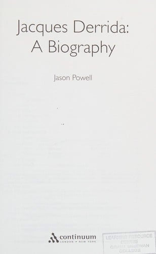 JACQUES DERRIDA: A BIOGRAPHY