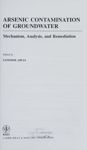 Arsenic contamination of groundwater