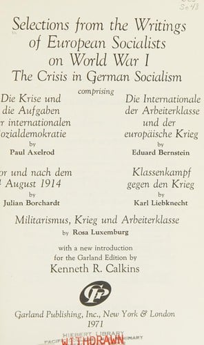 Selections from the writings of European socialists on World War I