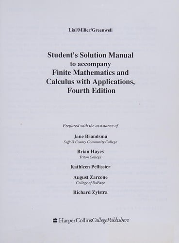 Finite Mathematics Calculus