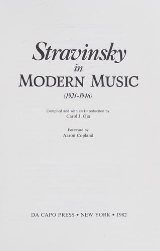Stravinsky in "Modern music"
