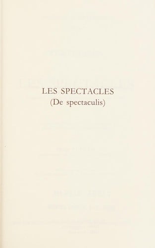 Les  spectacles (De spectaculis)