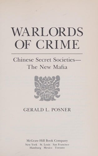 Warlords of Crime  Chinese Secret Societies
