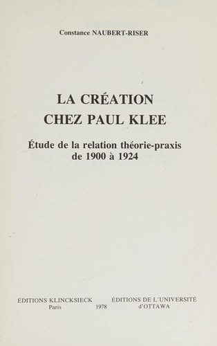 La création chez Paul Klee