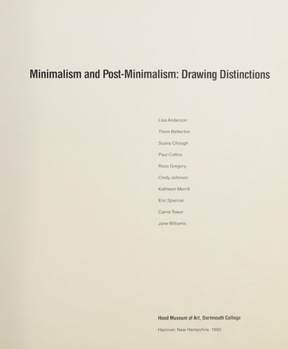 Minimalism and post-minimalism