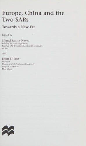 Europe, China and the two SARs