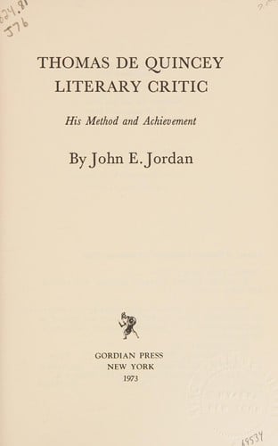 Thomas De Quincey, literary critic