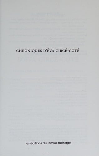 Chroniques d'Éva Circé-Côté