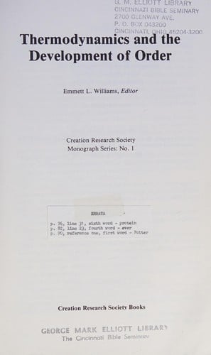 Thermodynamics and the development of order