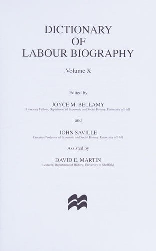 Dictionary of Labour biography