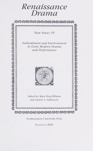 Embodiment and environment in early modern drama and performance