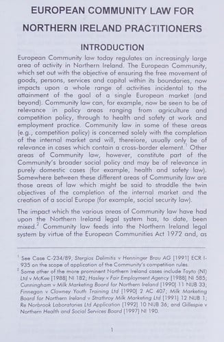 EC Law for Northern Ireland Practitioners