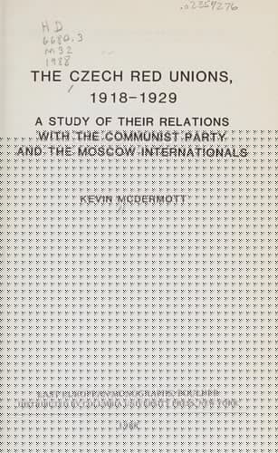 The Czech Red Unions, 1918-1929