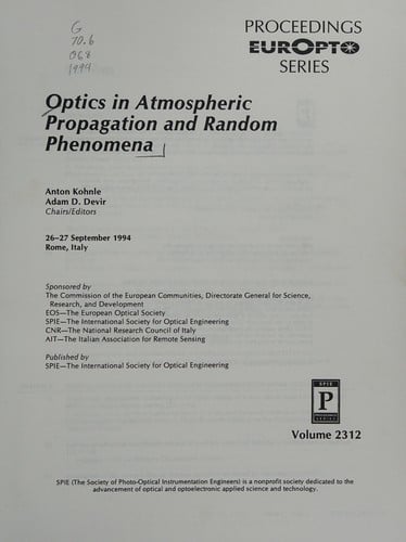 Optics in atmospheric propagation and random phenomena