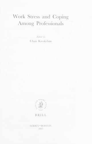 Work stress and coping among professionals