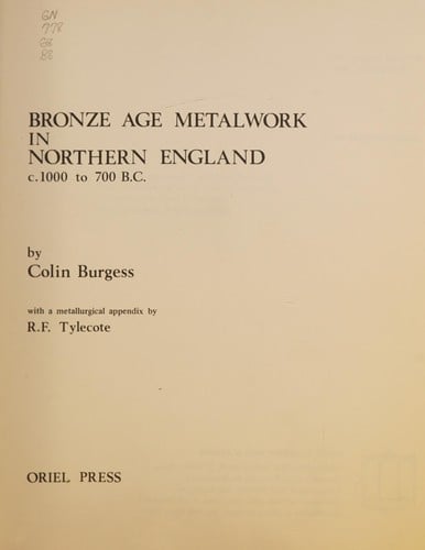 Bronze age metalwork in Northern England c. 1000 to 700 B.C.