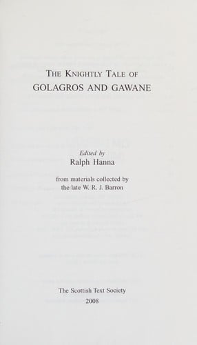 The knightly tale of Golagros and Gawane