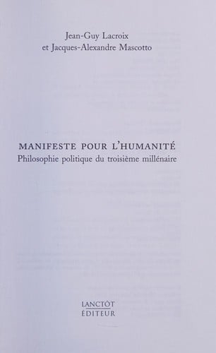 Manifeste pour l'humanité