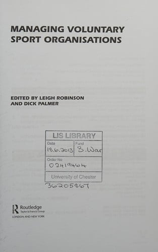 Managing voluntary sport organizations