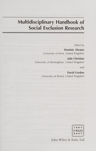 Multi-professional handbook of social exclusion