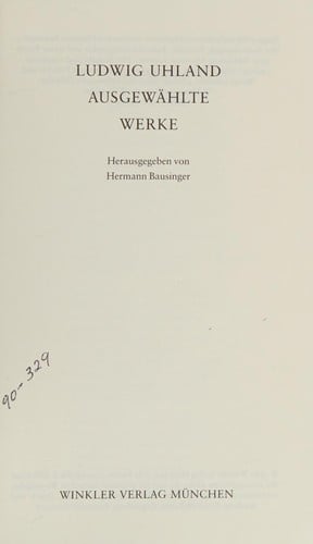 Ludwig Uhland Ausgewahlte Werke