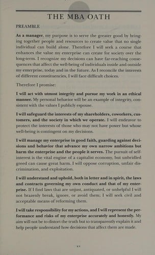 The MBA oath