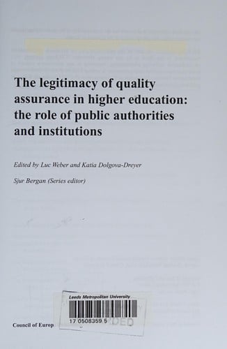 The legitimacy of quality assurance in higher education