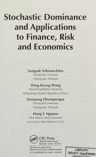 Stochastic dominance and applications to finance, risk and economics