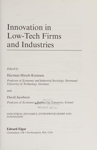 Innovation in low-tech firms and industries