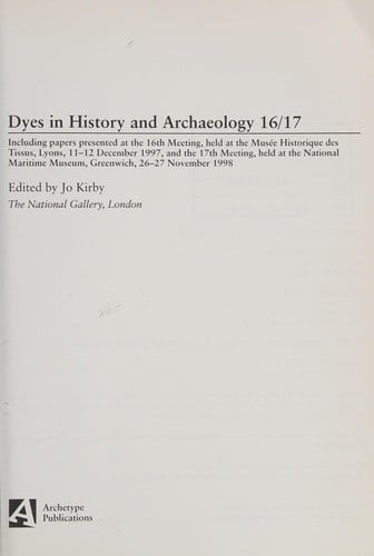 Dyes in history and archaeology 16/17