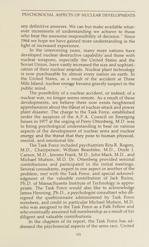 Psychosocial aspects of nuclear developments