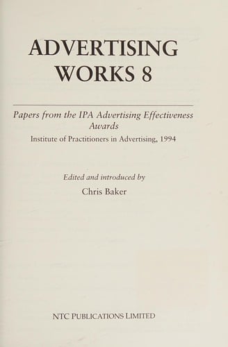 Advertising works 8
