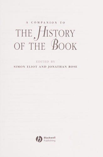 A companion to the history of the book