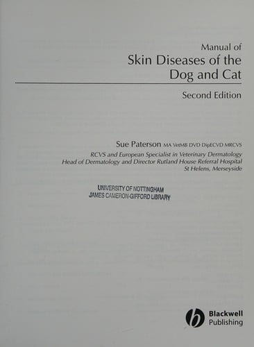 Manual of skin diseases of the dog and cat