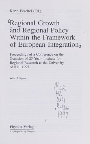 Regional growth and regional policy within the framework of European integration