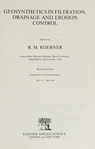 Geosynthetics in filtration, drainage, and erosion control