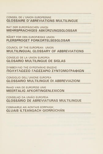 Glossaire d'abréviations multilingue